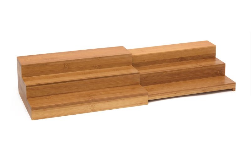 Lipper International 8807 Bamboo Wood Expandable 3-Tier Step Shelf Kitchen Organizer, 12" x 7-7/8" x 4-1/4" - Image 1